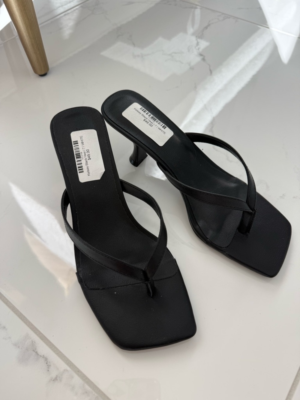 Bobbles & Lace Black Strappy Square-Toe Heeled Sandals